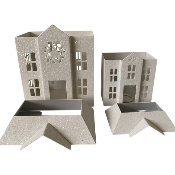 White Barn Co Bath & Body Works Glitter House Luminary Candle Holder Large Small - Picture 4 of 11